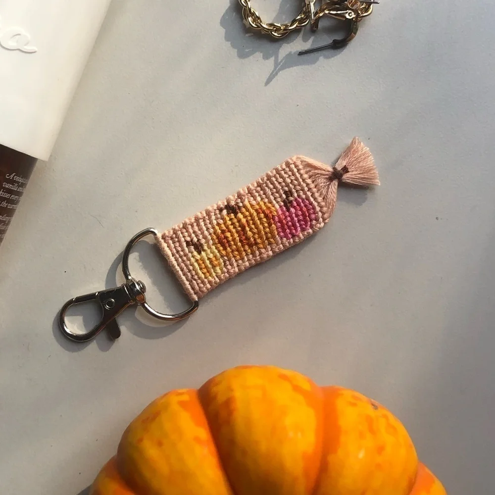 Handmade pumpkin fall inspired keychain